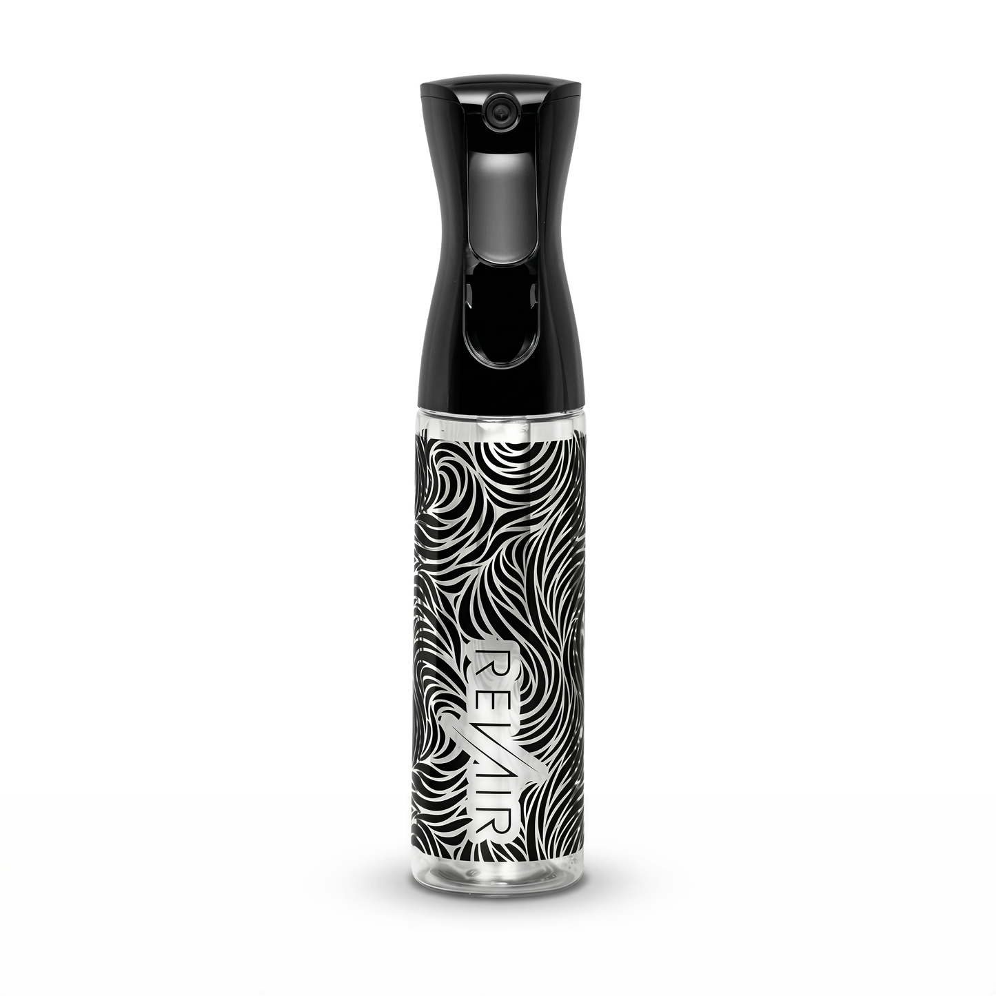 Black printed spray bottle with 'REVAIR branding on a white background