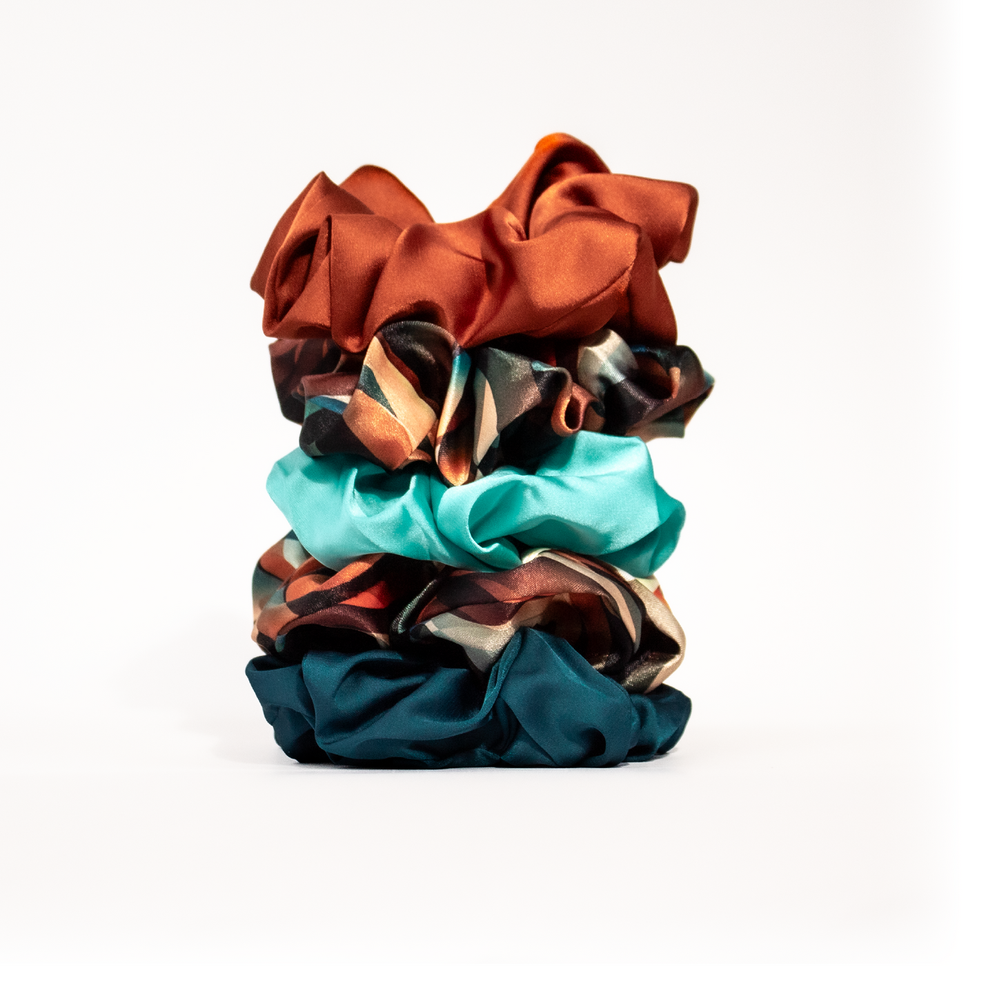 Luxe Satin Scrunchies (5-pack) - Limited Edition Cinnamon Swirl Collection