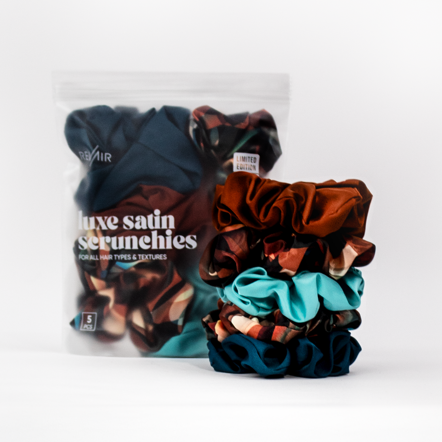 Luxe Satin Scrunchies (5-pack) - Limited Edition Cinnamon Swirl Collection