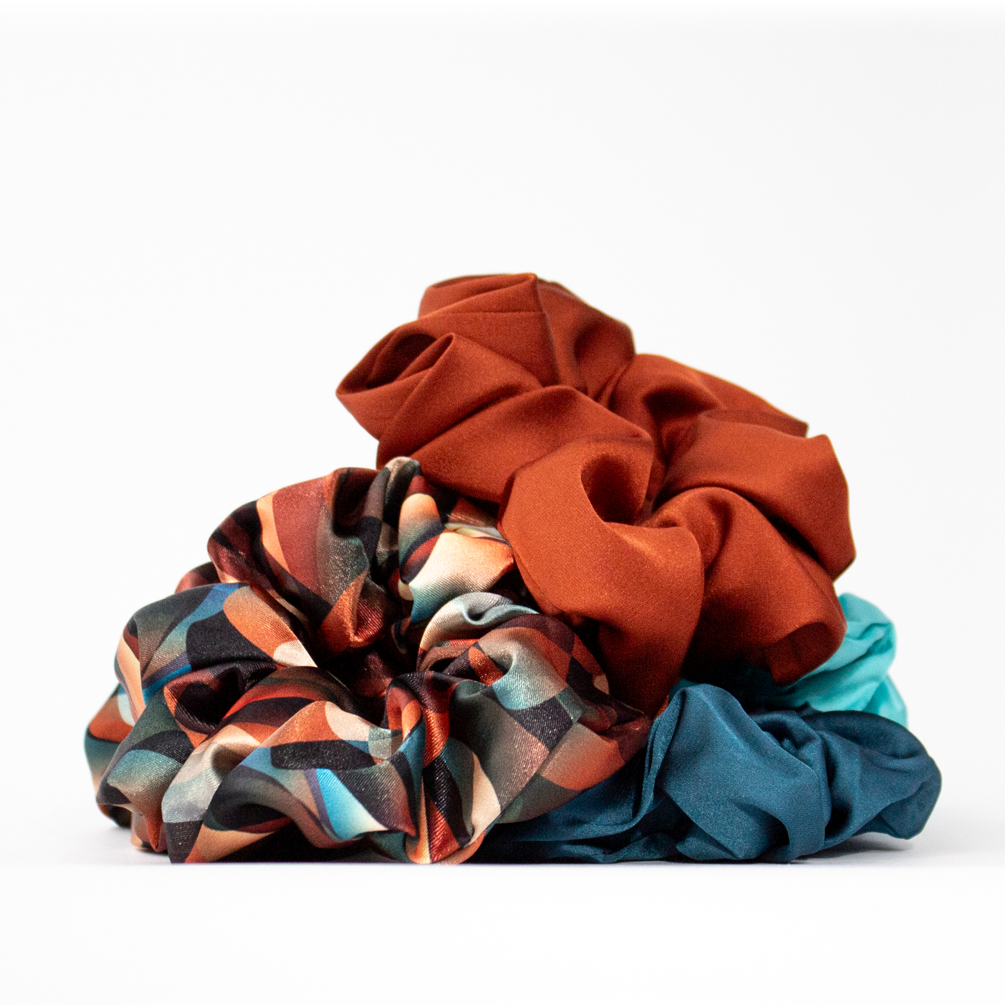 Luxe Satin Scrunchies (5-pack) - Limited Edition Cinnamon Swirl Collection