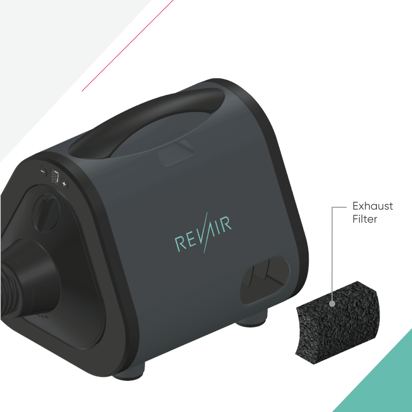 Image of Exhaust Filter next to RevAir device