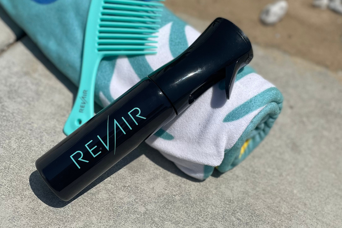 Continuous mist spray bottle for evenly hydrating hair during styling and detangling