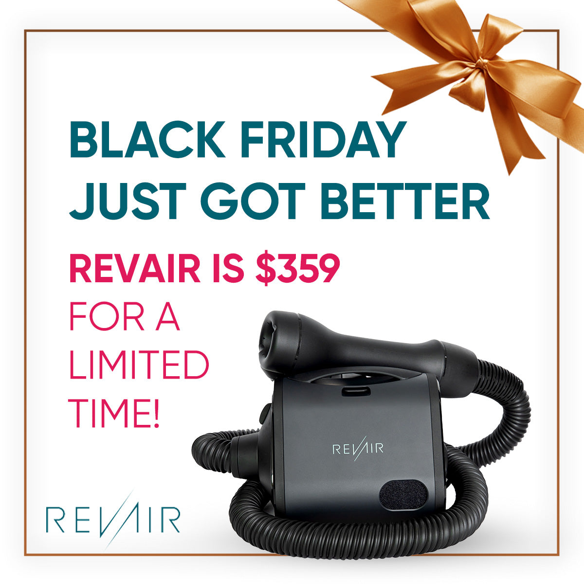 Revair product with promotional text for Black Friday sale on a white background