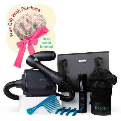 RevAir Reverse Air Hair Dryer Total Package and Free Gift with Purchase: Luxe Satin Bonnet