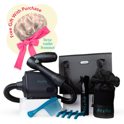 RevAir Reverse Air Hair Dryer Total Package and Free Gift with Purchase: Luxe Satin Bonnet