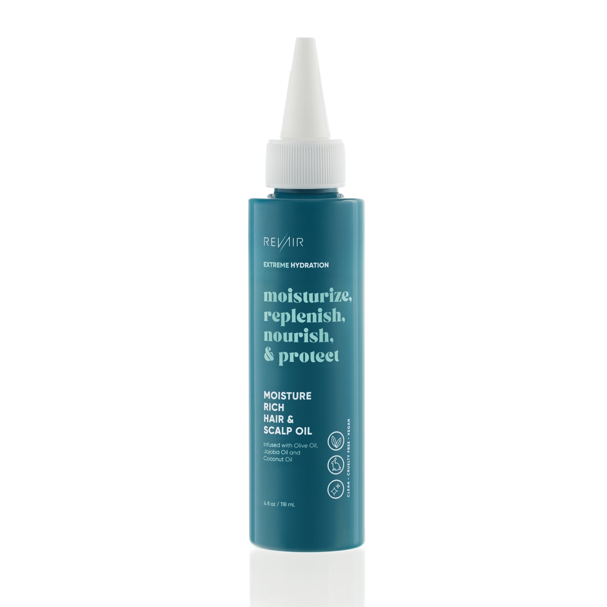 Moisturize, replenish, nourish, and protect - RevAir moisture rich hair and scalp oil 4 ounce bottle