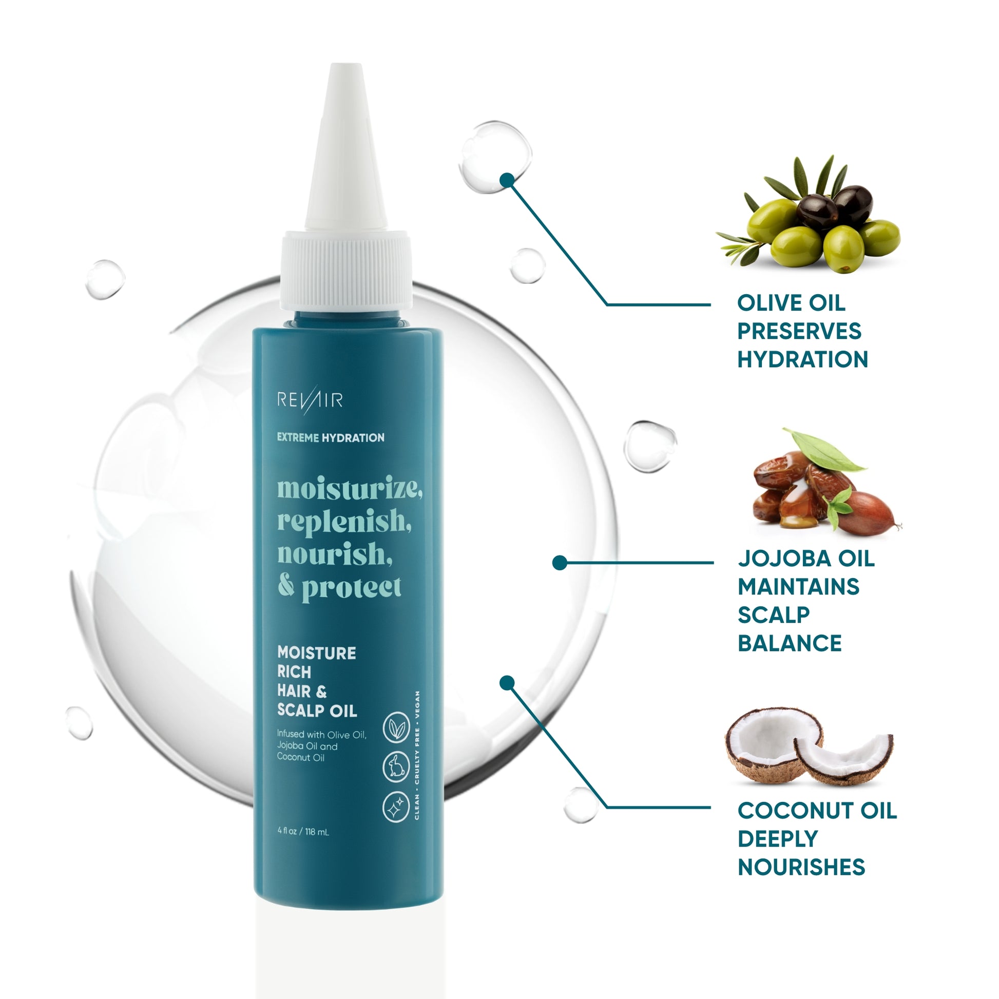 RevAir Moisture Rich Hair & Scalp Oil (4 oz) to seal in moisture and shine