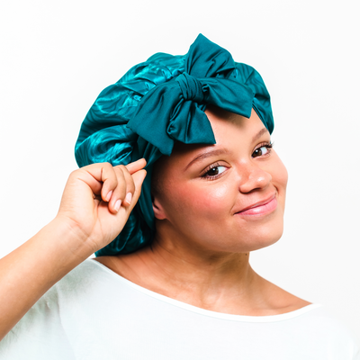 Luxe Satin Bonnet - Azure Swirl