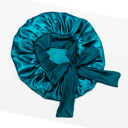 Luxe Satin Bonnet - Azure Swirl