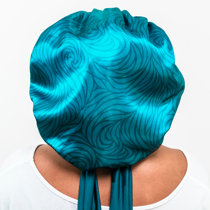 Luxe Satin Bonnet - Azure Swirl