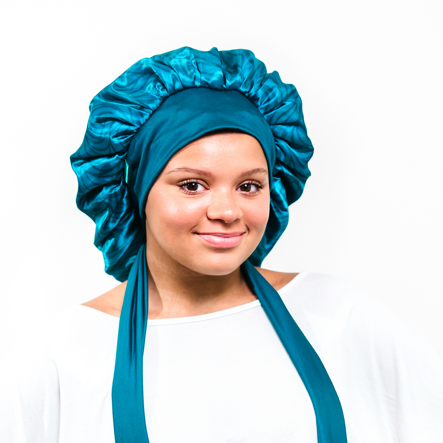 Luxe Satin Bonnet - Azure Swirl