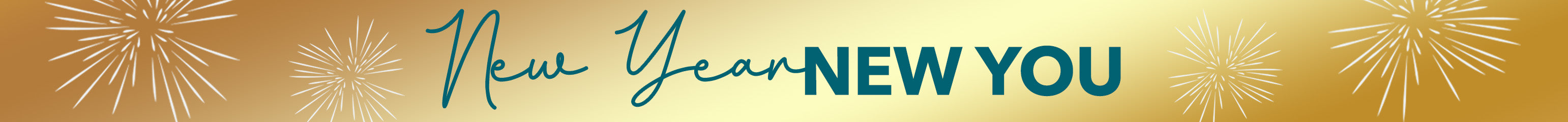 New Year, New You banner with fireworks