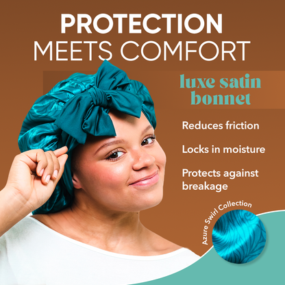 Luxe Satin Bonnet - Azure Swirl