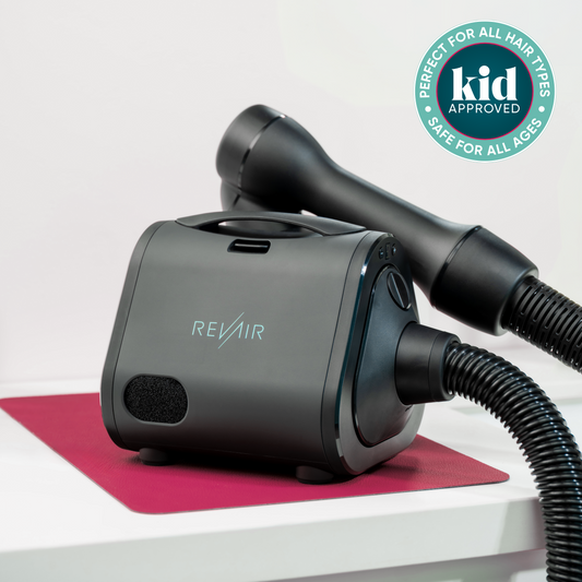 RevAir dryer and 'kid approved' badge.