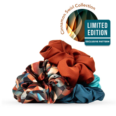 Luxe Satin Scrunchies (5-pack) - Limited Edition Cinnamon Swirl Collection