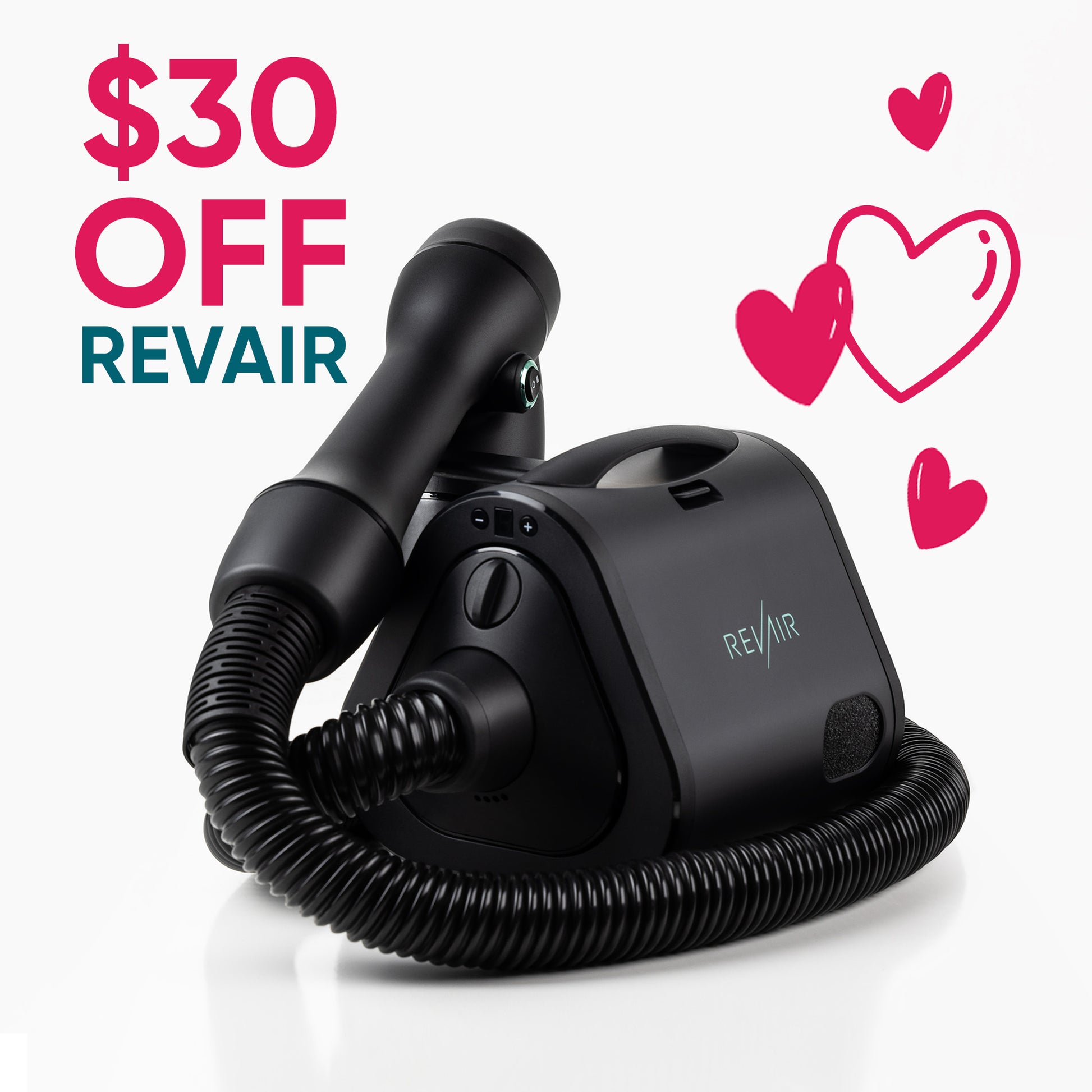 $30 off RevAir - heart icons and Reverse-Air Dryer